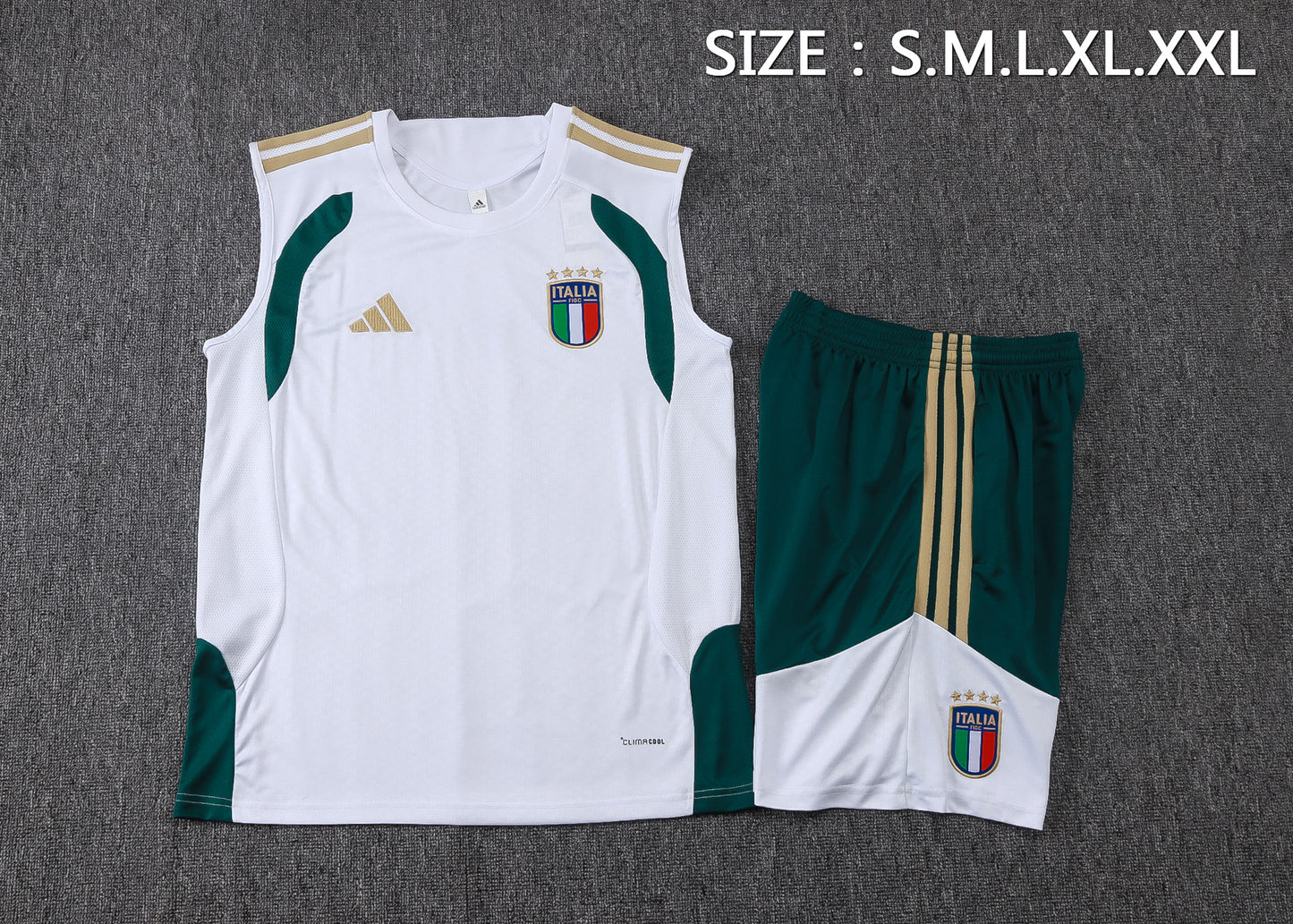 Italy 2627 Sleeveless Training Kit Dark green 1