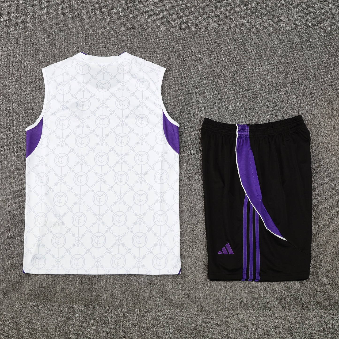 Real Madrid Sleeveless Training Kit - White/Purple/Black