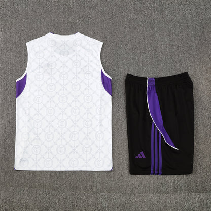 Real Madrid Sleeveless Training Kit - White/Purple/Black