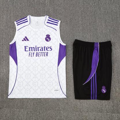 Real Madrid Sleeveless Training Kit - White/Purple/Black