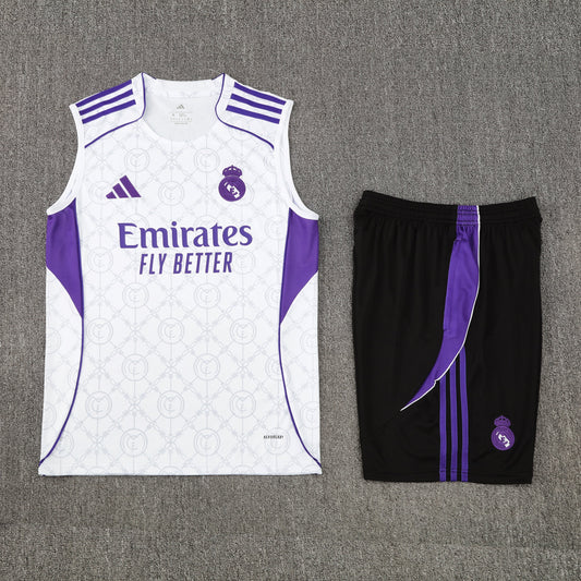 Real Madrid Sleeveless Training Kit - White/Purple/Black