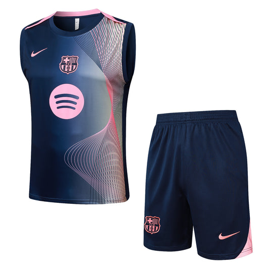 Barcelona Sleeveless Training Kit - Navy/Sunset Pink
