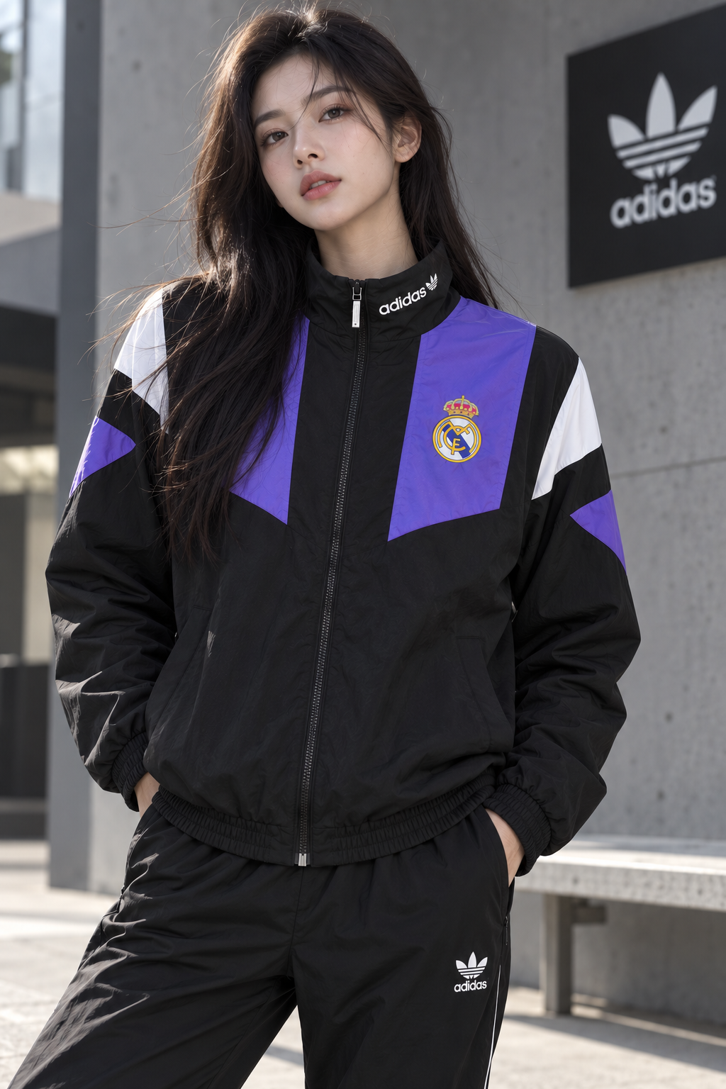 Real Madrid black Windbreaker
