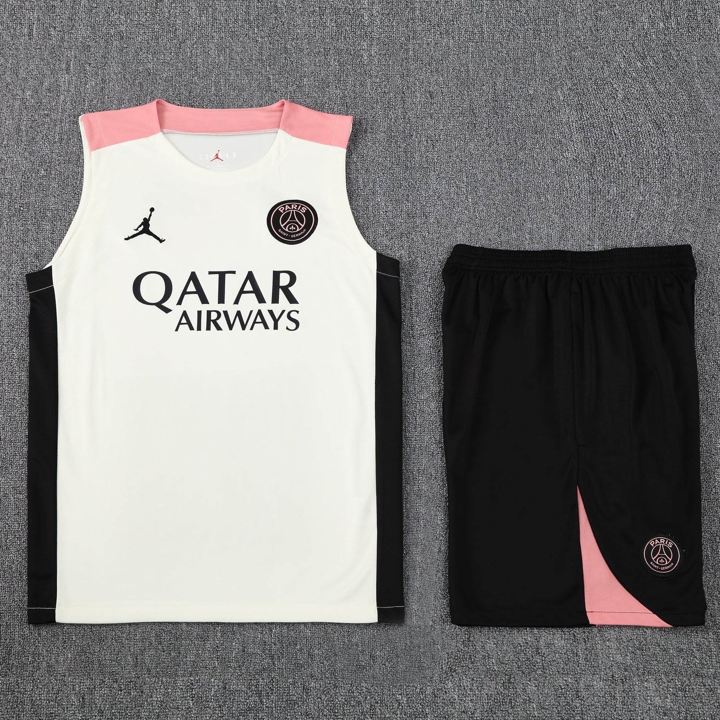 PSG Sleeveless Training Kit - Cream/Baby Pink/Black