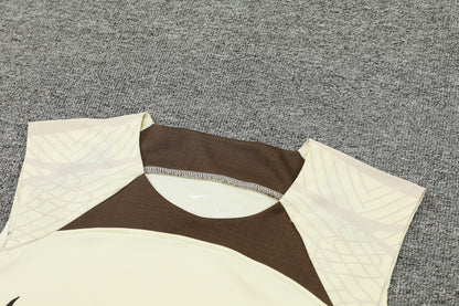 Corinthians Sleeveless Training Kit - Coffee/Cream