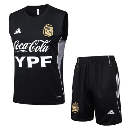 Argentina Sleeveless Training Kit -  Black/Grey/White