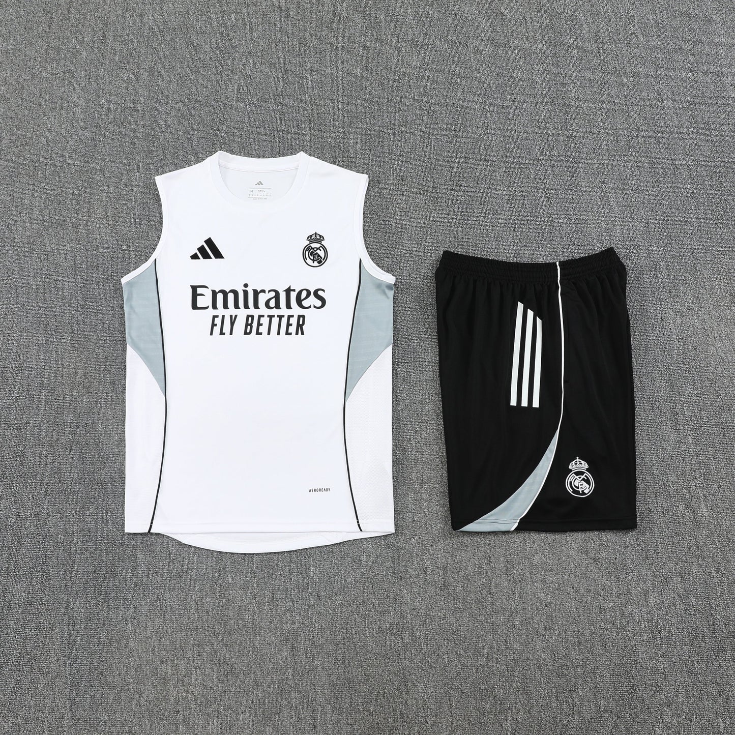 Real Madrid Sleeveless Training Kit - White/Grey/Black