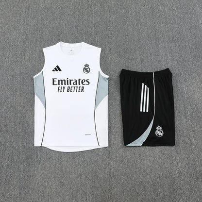 Real Madrid Sleeveless Training Kit - White/Grey/Black
