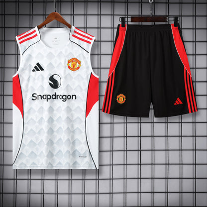 Manchester United  Sleeveless Training Kit white+red