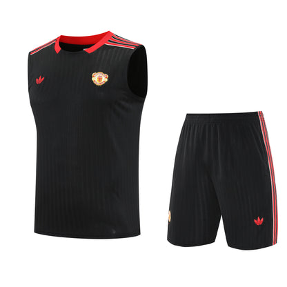 Manchester United  Sleeveless Training Kit Black stripes