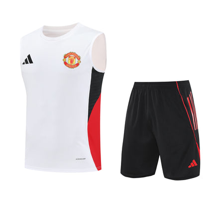 Manchester United  Sleeveless Training Kit white+red+black