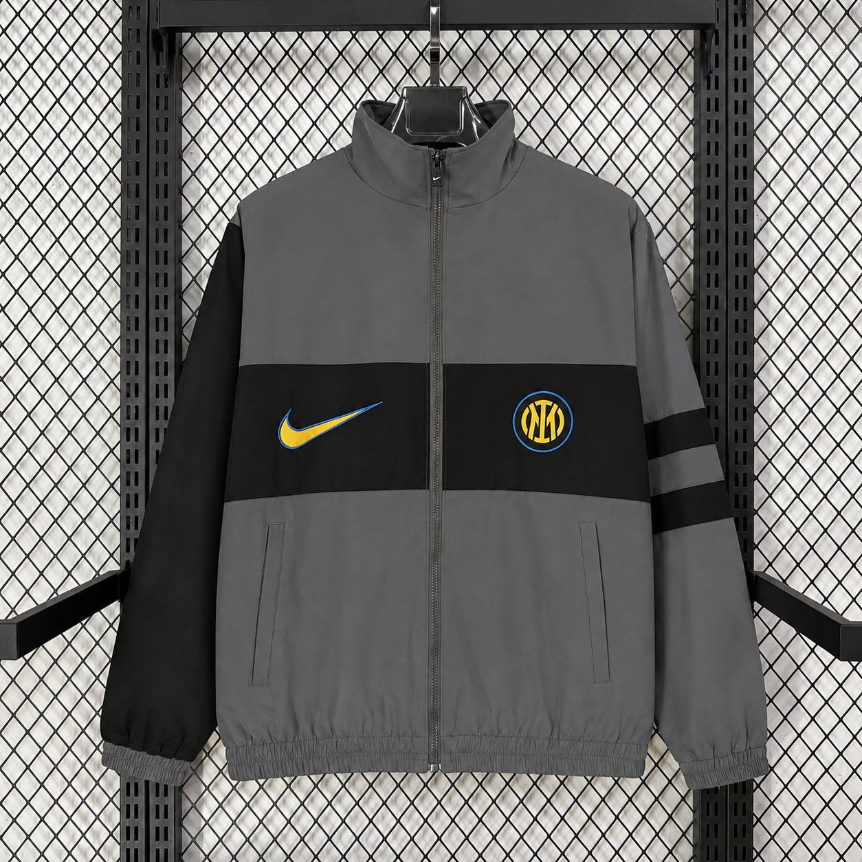 Inter Milan grey retro style Windbreaker