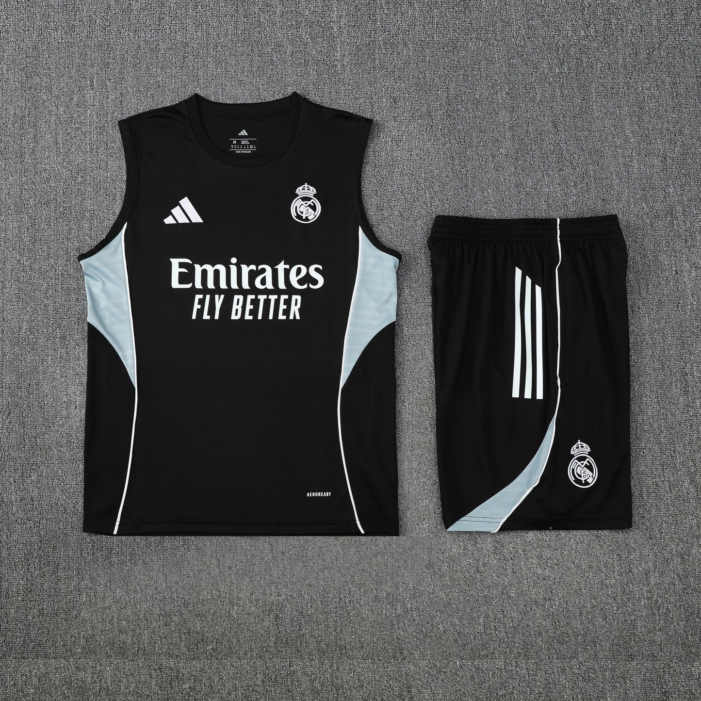 Real Madrid Sleeveless Training Kit - Black/Grey/White