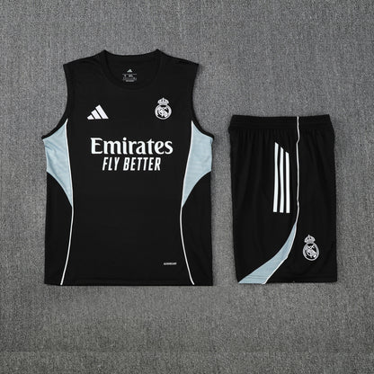 Real Madrid Sleeveless Training Kit - Black/Grey/White