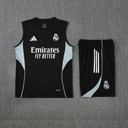 Real Madrid Sleeveless Training Kit - Black/Grey/White