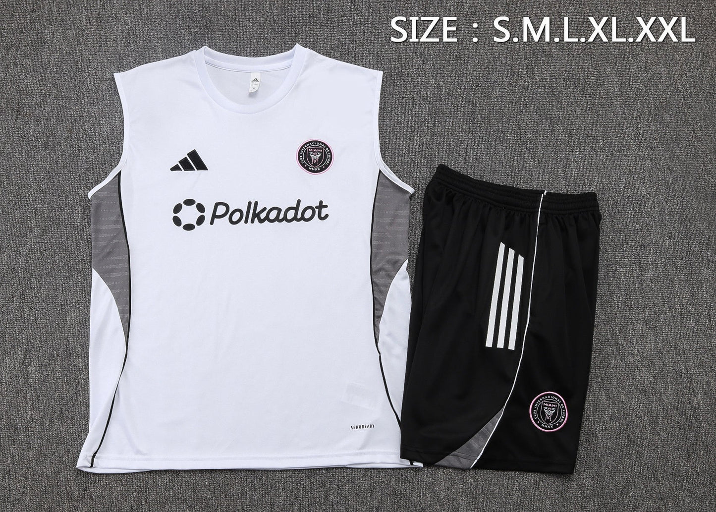 Inter Miami Sleeveless Training Kit - White/Grey/Black