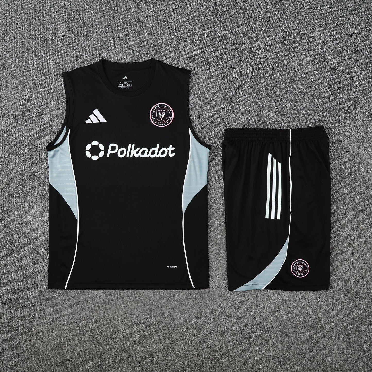 Inter Miami Sleeveless Training Kit - Black/Grey/White