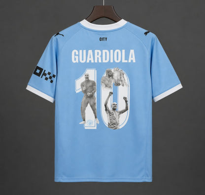 Manchester City Home Jersey With Guardiola 10 Special Printing