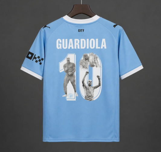 Manchester City Home Jersey With Guardiola 10 Special Printing