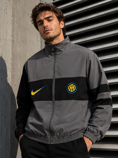 Inter Milan grey retro style Windbreaker