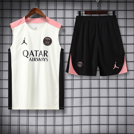 PSG Sleeveless Training Kit - Cream/Baby Pink/Black