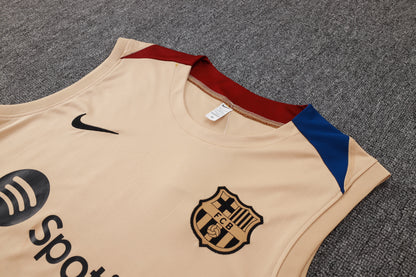 Barcelona Sleeveless Training Kit - Beige/Black