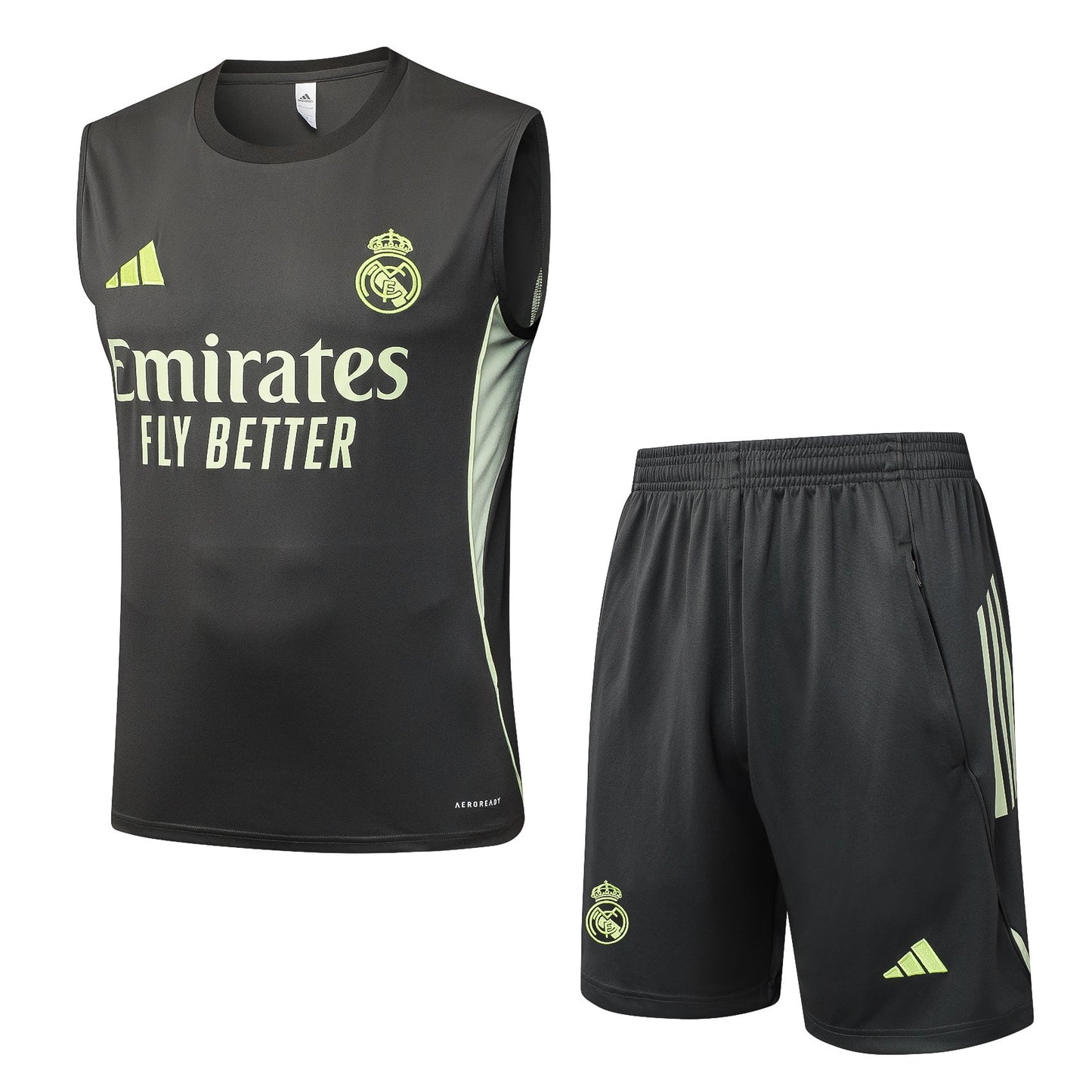 Real Madrid Sleeveless Training Kit - Grey/Lime