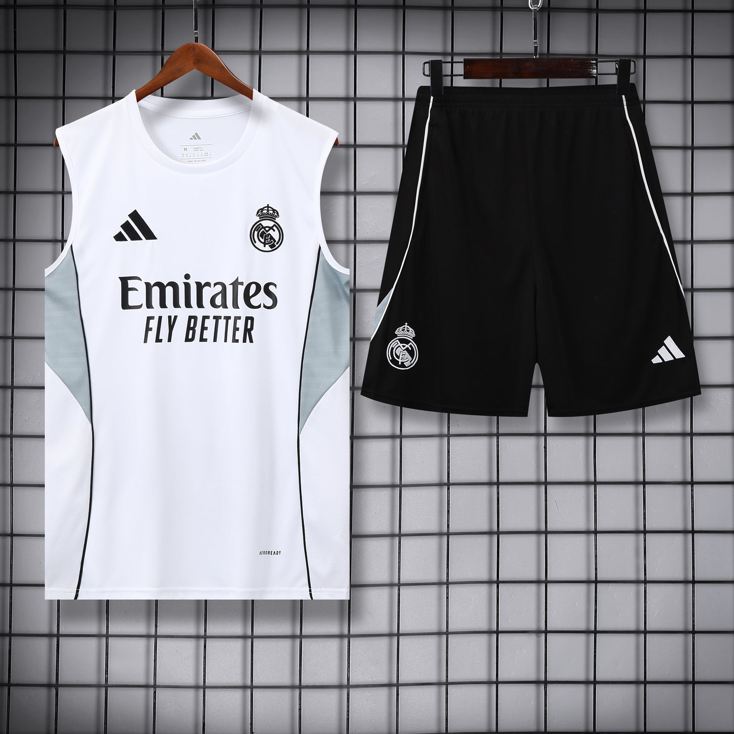 Real Madrid Sleeveless Training Kit White  black