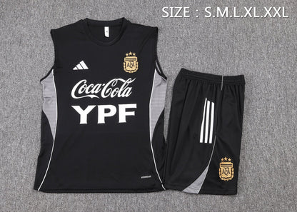 Argentina Sleeveless Training Kit -  Black/Grey/White