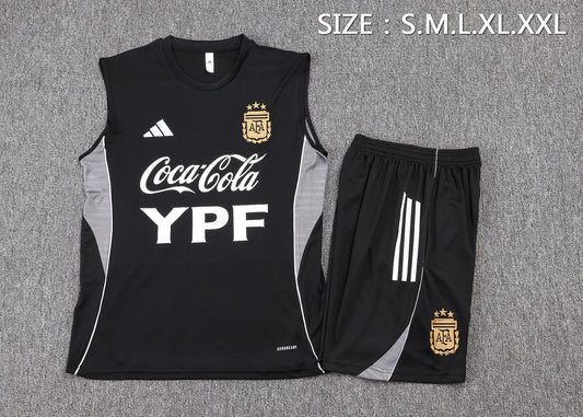 Argentina Sleeveless Training Kit -  Black/Grey/White