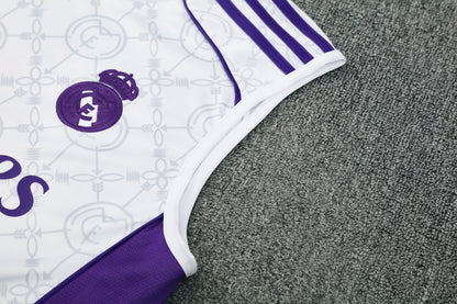 Real Madrid Sleeveless Training Kit - White/Purple/Black