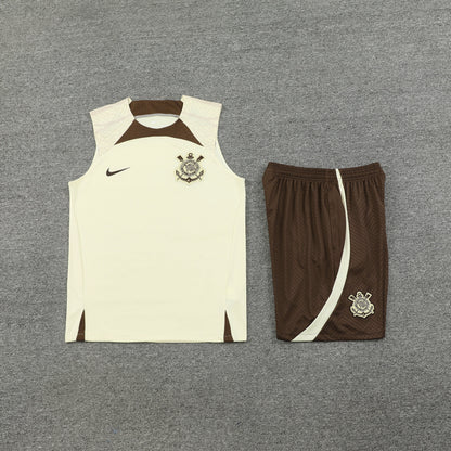 Corinthians Sleeveless Training Kit - Coffee/Cream
