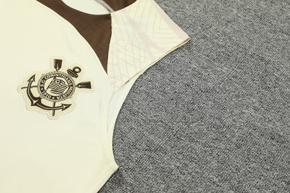 Corinthians Sleeveless Training Kit - Coffee/Cream