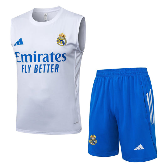 Real Madrid Sleeveless Training Kit -  White/Blue