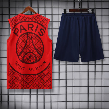 Paris Sleeveless Training Kit  red pattern